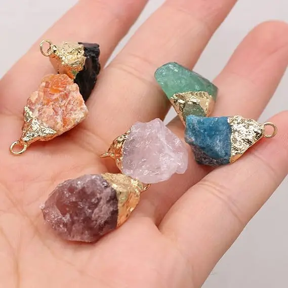 

wholesale natural irregular stone necklace earrings jewelry Pendant Raw gemstone Rough crystal birthstone charms pendant