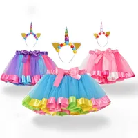 

Trend Children's Wear Girl's Half skirt Unicorn Headband Set Rainbow Princess Dress Gauze Tutu Skirt