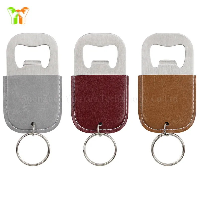 

OEM Custom Personal Leather Keychain Rings Bottle Opener Belt EDC Tool Holder Beer Opener, Customized color