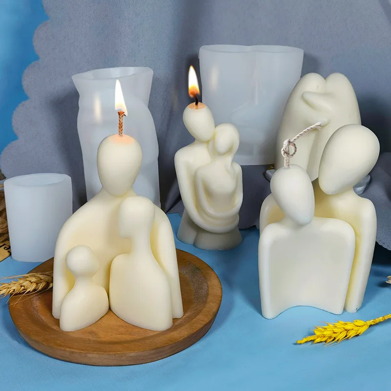 

Portrait Aromatherapy Candle Mold DIY Hand Hug Family Epoxy Plaster Silicone Mold Set, Picture