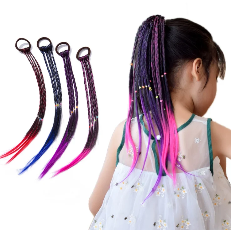 

Children Wig ponytail ombre Braid color wig for ponytails braided wigs ponytail