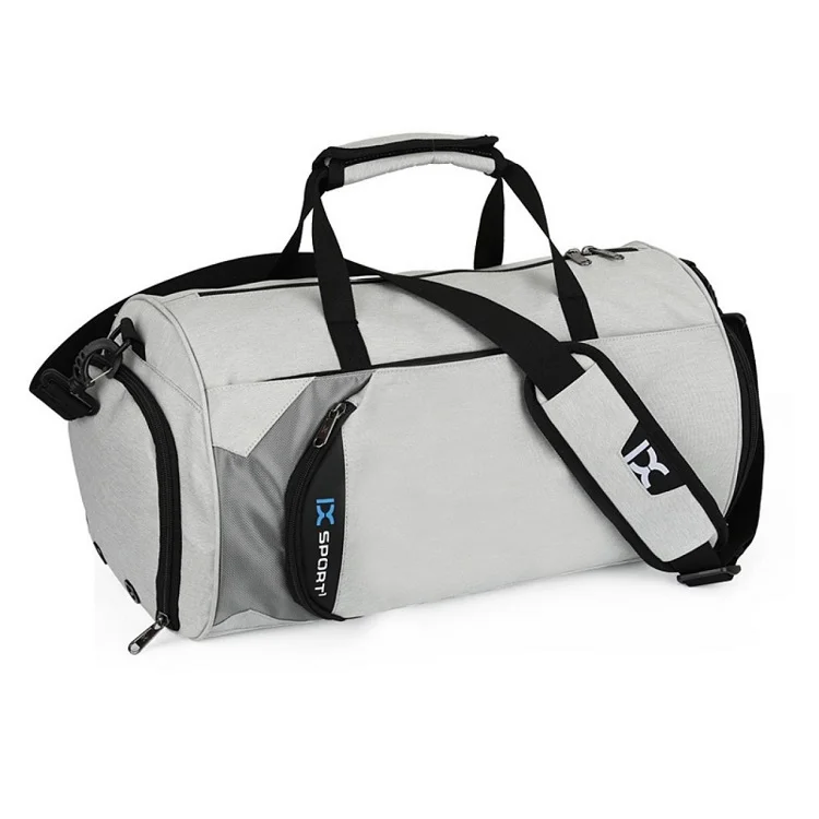 

customized large capacity waterproof sports gym bags men women travel duffel bag with shoe compartment, Gray, blue, black, dark gray