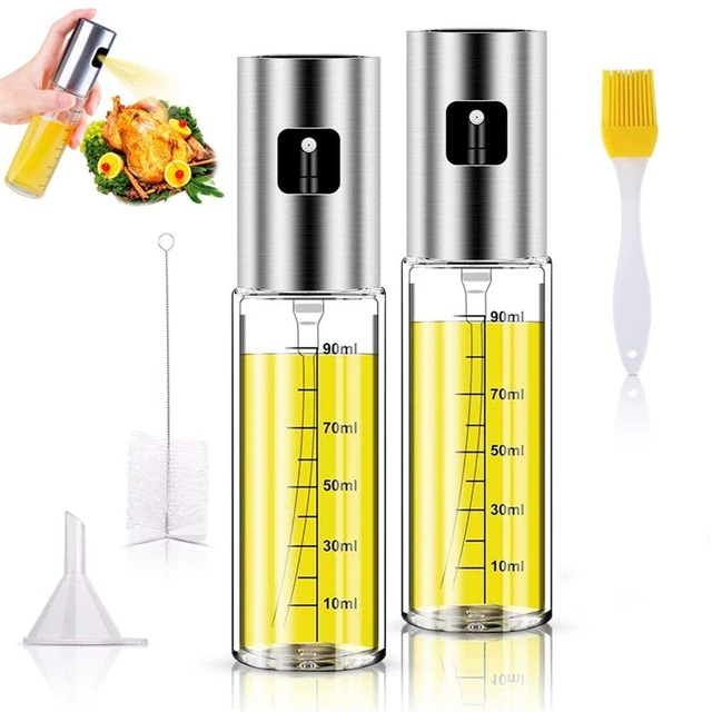 

J807 Hot selling 4Pcs Cooking Pump Sprayer Mister Glass Bottle Set Olive Oil Salad BBQ Bottle With Scale Brush And Funnel