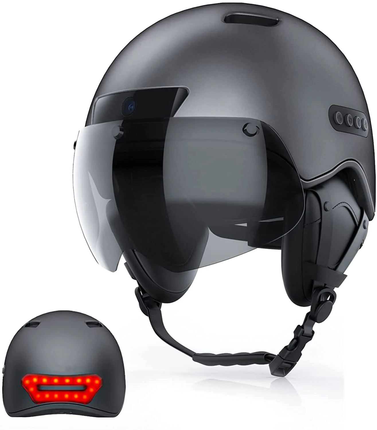 

Removable Magnetic Visor Smart Helmet With Turn Signal Light Speaker Smart Motorcycle Helmet With Camera