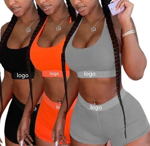 

2021 Hot sale Customized logo women clothing sexy plus size sports bra pants 2 pieces ladies clothes two piece pants set