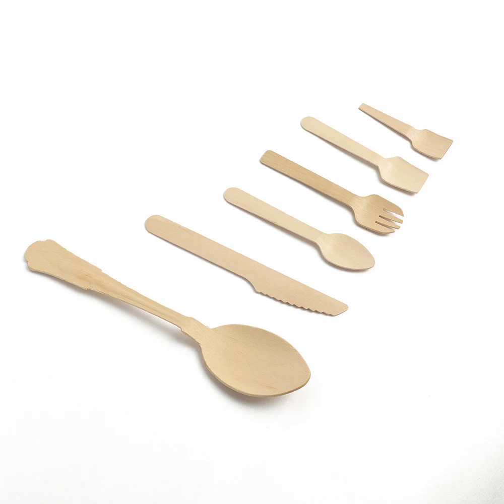 

Hot sale wooden knife fork spoon bamboo disposable plates and cutlery porcelain dinnerware sets