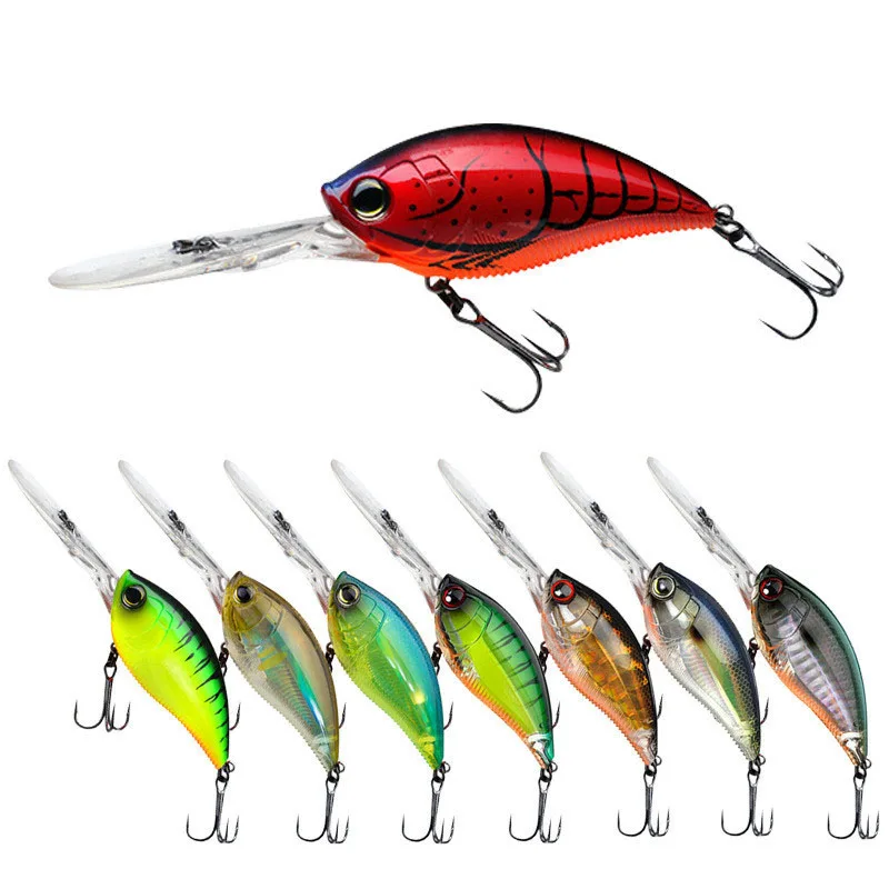 

70mm 22g Crankbait Long Lip Fishing Lure Floating Bionic Wobbler Crank Bait Artificial Lure Hard Bait 3D Eyes Minnow Bass Bait, 8 colors