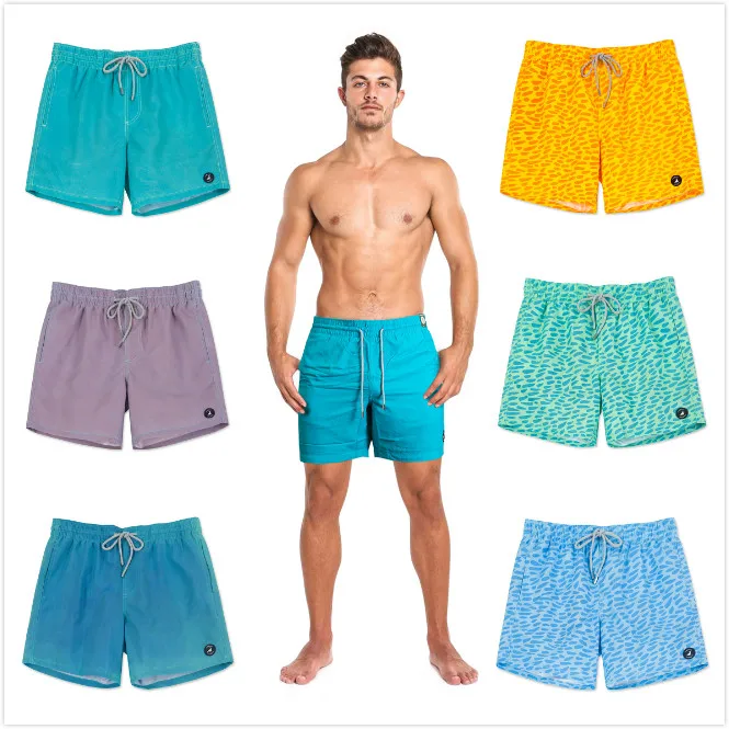 

Custom Temperature Change Summer Mens Beach Shorts Color changing Swim Trunks Swim Shorts for men swim shorts color changing, Blue