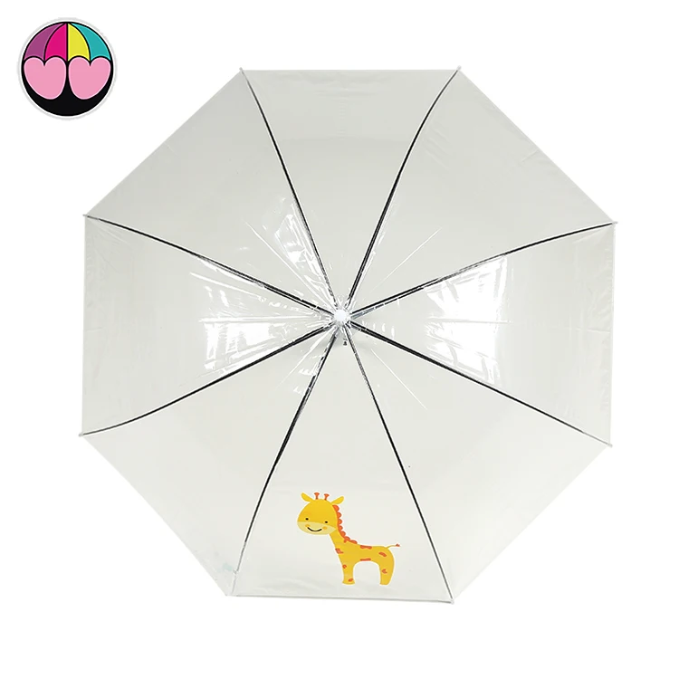 

Wholesale High Quality 1$ Cheap Transparent PVC Clear Umbrellas Customized with Custom Cartoon Logo