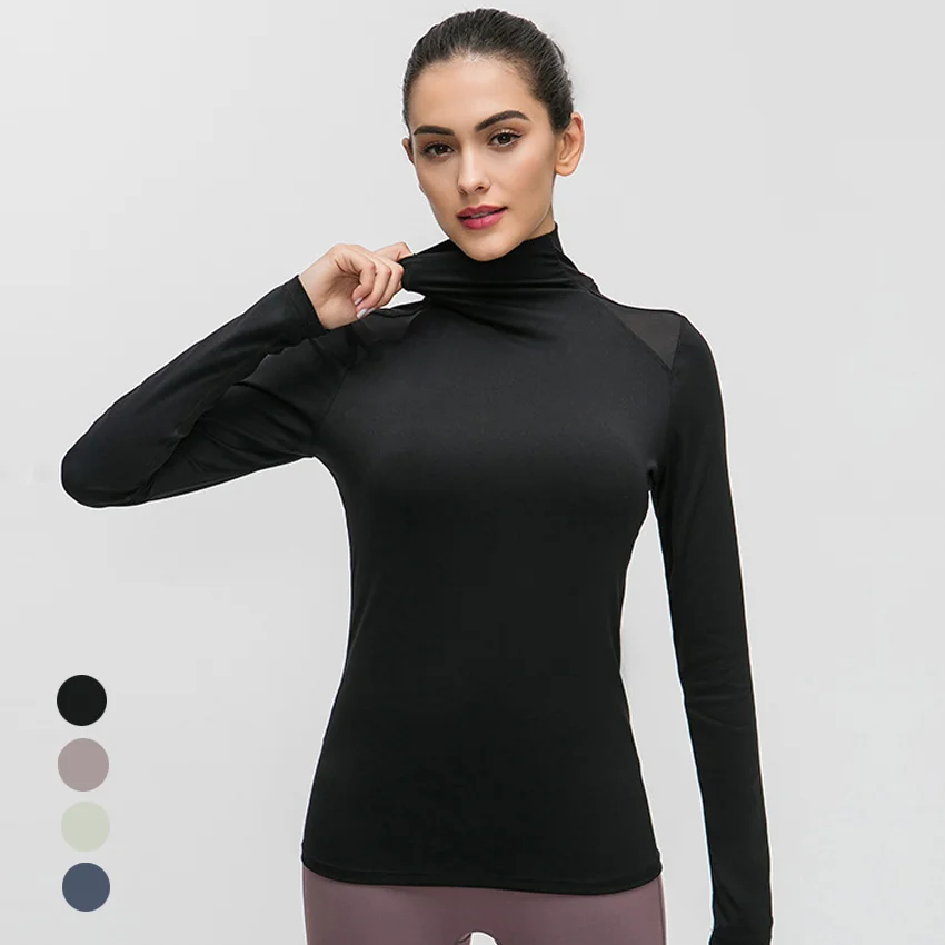 

2021 align brushed naked feeling High Collar with mesh Long Sleeve Tee yoga fitness gym shirt women sweatshirt