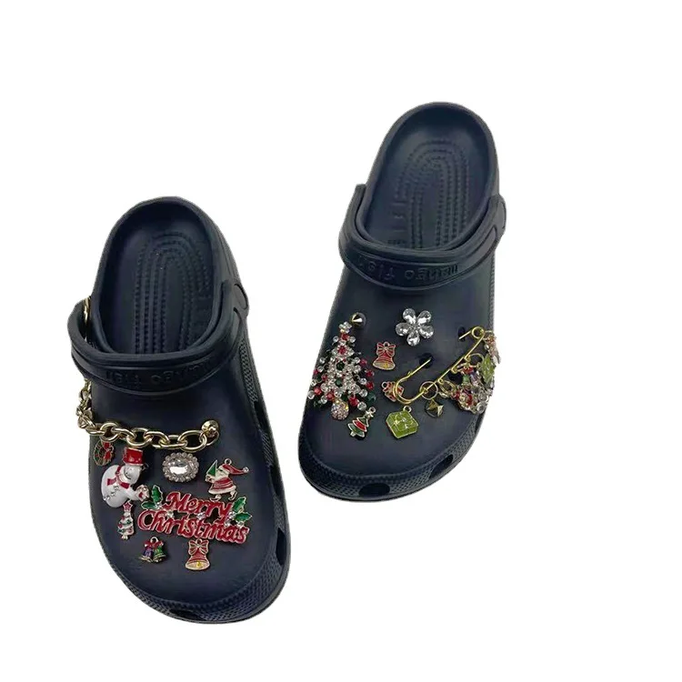 

Hot sale Merry Christmas shoe accessories Alloy Pearl shoes Chain clog charms shoe pins metal, Picture