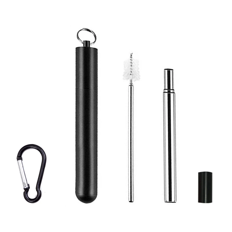 

Reusable stainless steel drinking collapsible travel straw telescopic metal straw with case, Customized color