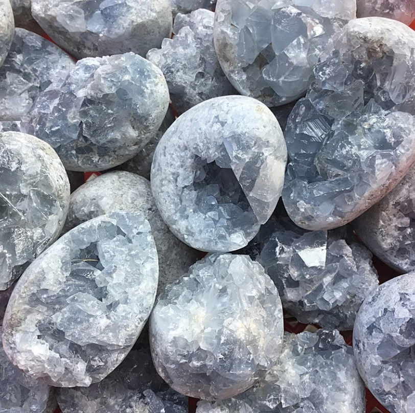 
Wholesale natural crystal healing stone blue Celestite crystal geode cluster for feng shui decoration 