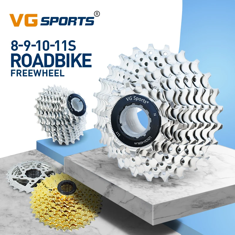 

VG SPORTS 8 9 10 11 Speed Road Bike Cassette Freewheel MTB Bike Cassette Sprocket Wearable Gold SilverBicycle Freewheel, Silver/silver black/gold