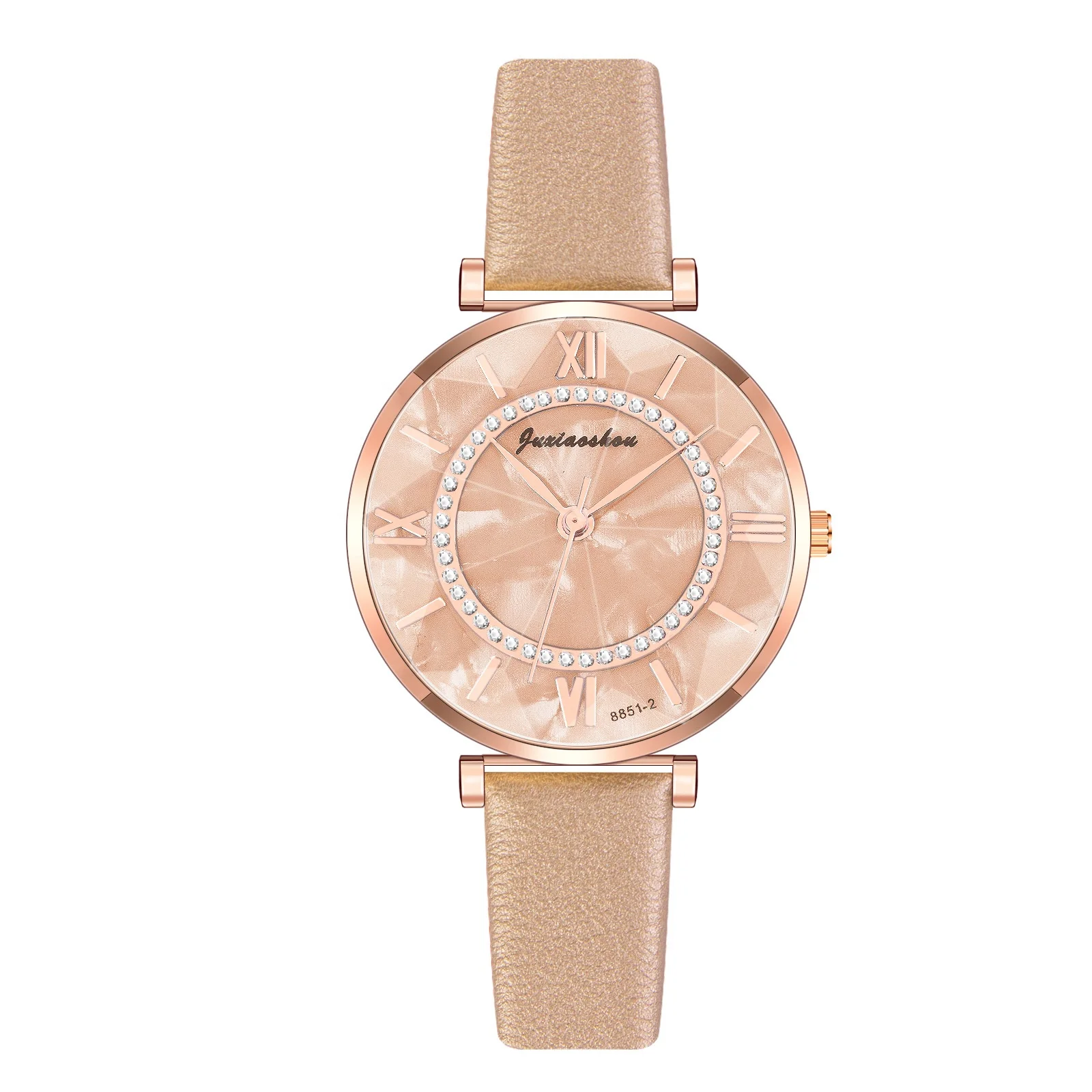 

China Factory LW594 Luxury Circle Diamond Inlay Watches Ladies Leather Rome Female Gift Watch