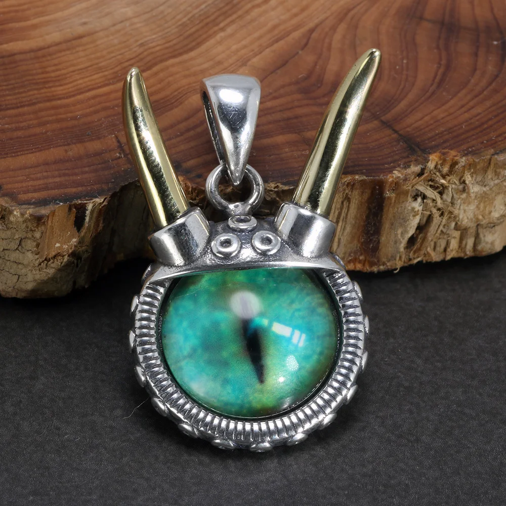 

New Arrival Silver 925 Evil Eye Pendant for Men Vintage Punk Rock Animal Shape Eyes Pendant Animal Holiday Gift Fine Jewelry