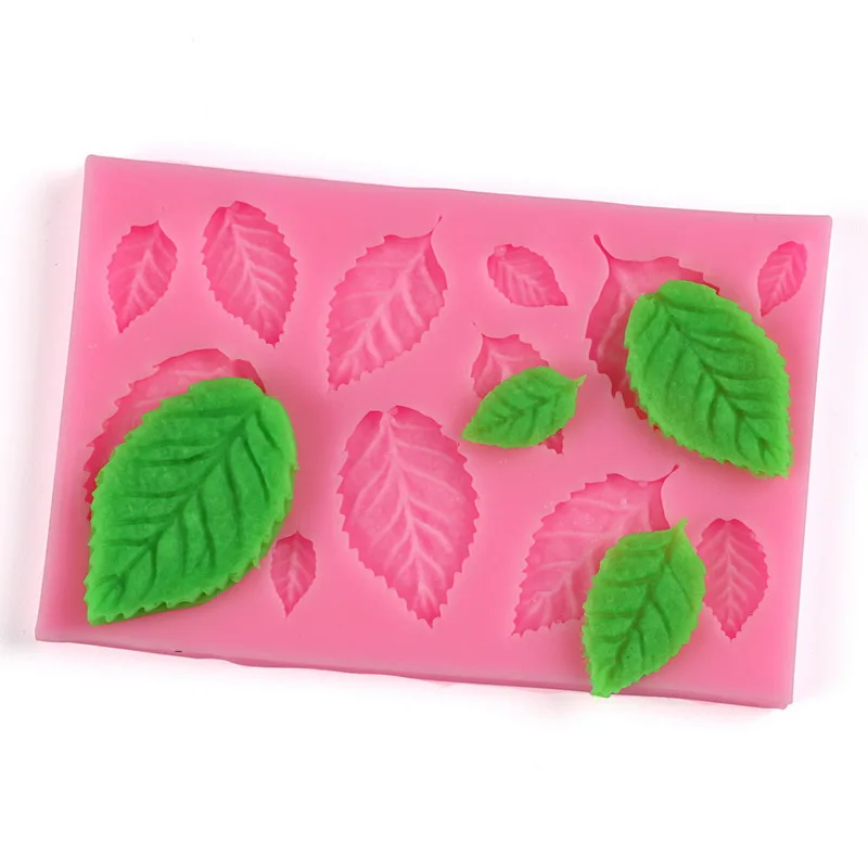 

Feather shape Rose Leaves Silicone Fondant Mould Cake Tree Flowers Leaf Decor Cake Baking Mold Chocolate Cookie Pastry Decor, Grey/pink