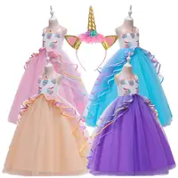 

3-14 years unicorn dresses in stock fashion prom event frock beautiful festival style party flower girl dress DJS009
