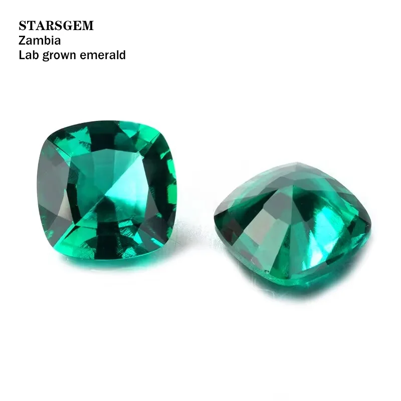 

Starsgem hot sale cushion shape various size zambia hydrothermal lab grown emerald diamond