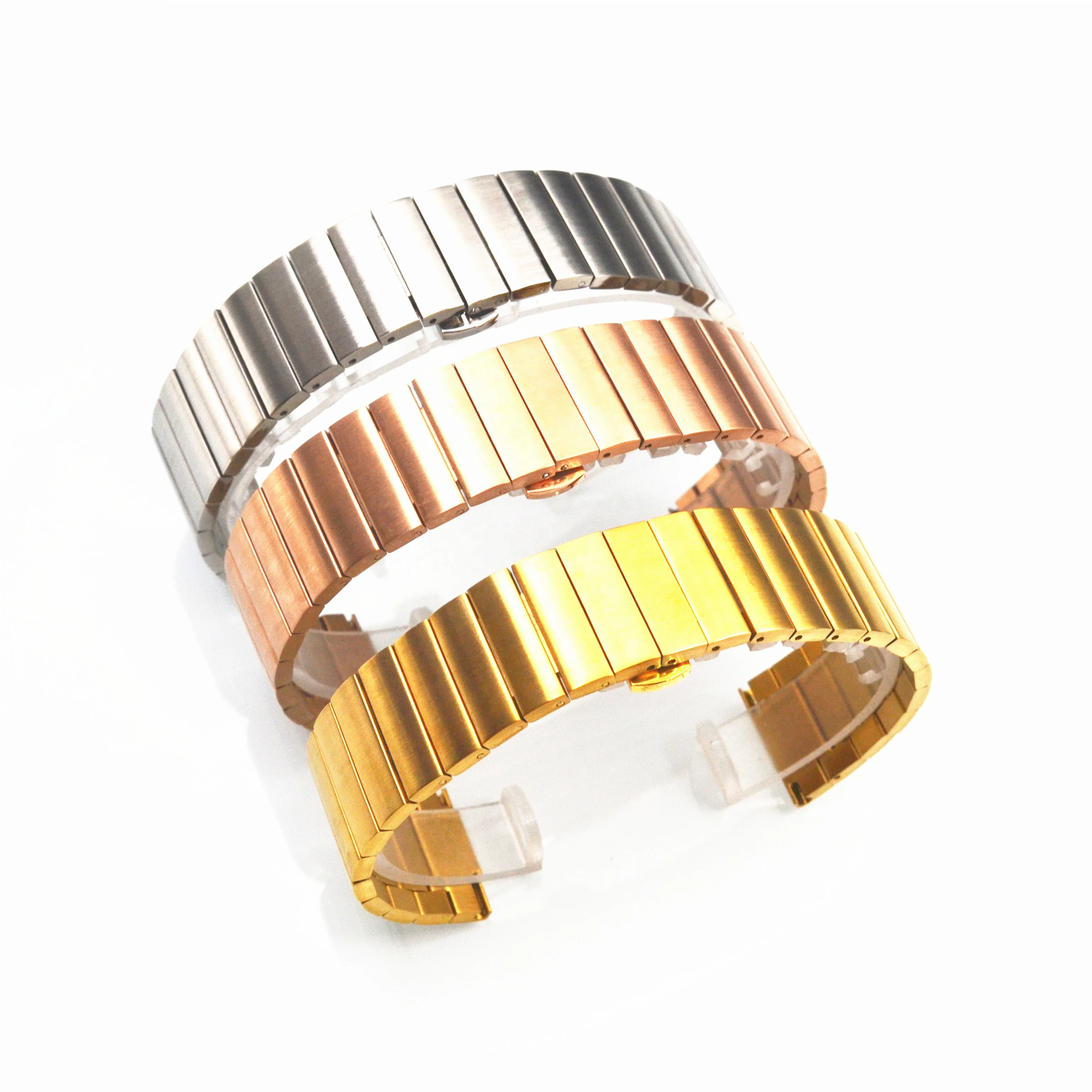 
Hot selling items butterfly lock solid metal watch strap band for smart watch bracelet with quick release pins 