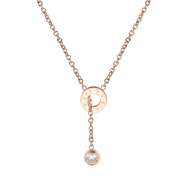

Stainless Steel Rose Gold Pinched Bling CZ Stone Crown Choker Necklace