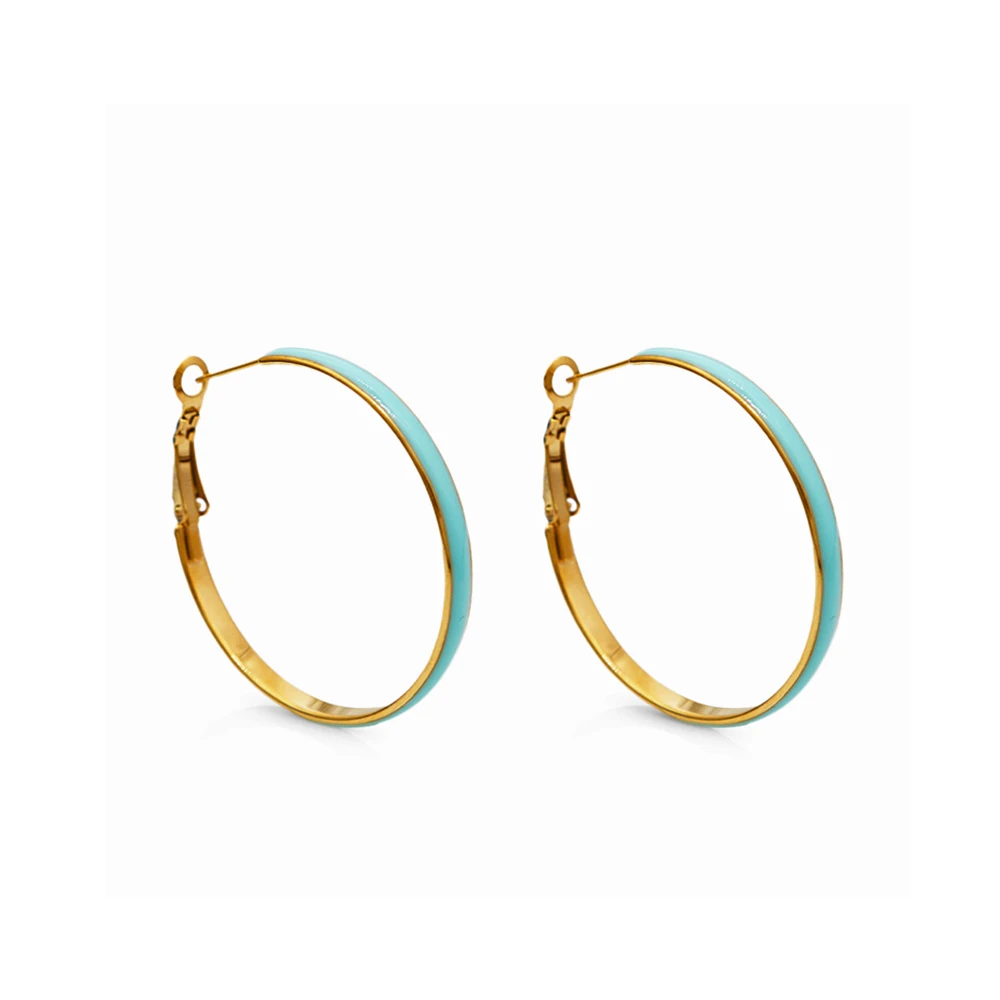 

Chris April 316 stainless steel multi-color enamel fashion jewelry hoop earrings women