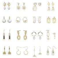 

DAMILA hot item 925 sterling silver jewelry dangle 18K gold plated stud earrings