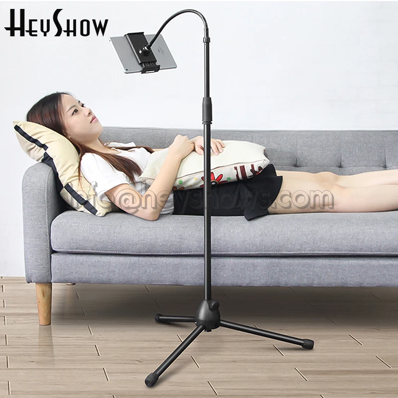 

360 Rotating Tablet Floor Stand Mobile Phone Lazy Holder 1.7m High Metal Fit 4 - 10.5 Inch Devices For iPad Pro Air Mini