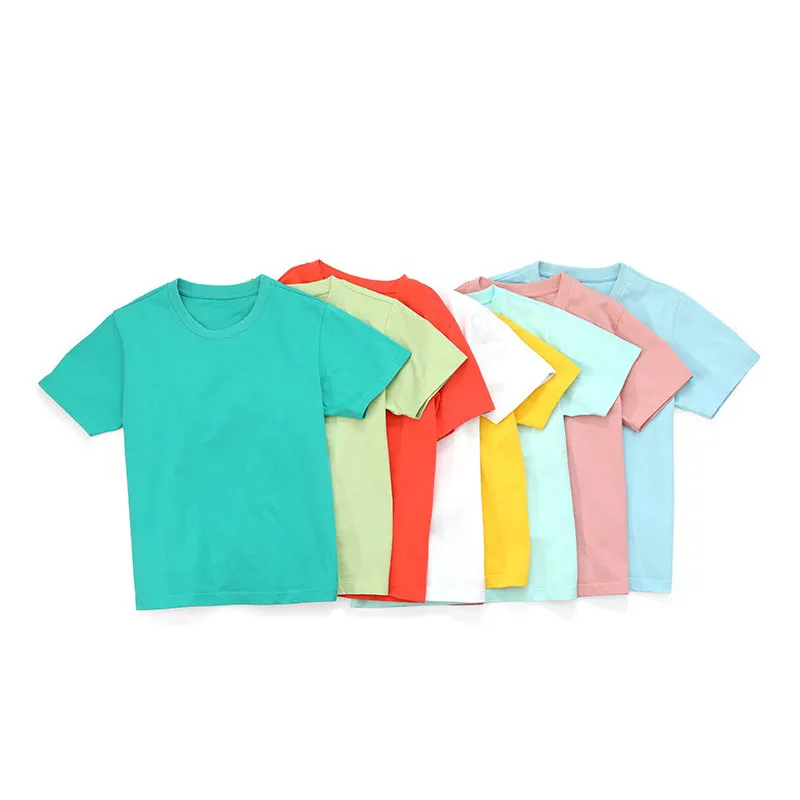 

Summer t-shirt kids plain 8 colors factory high quality cheap wholesale 100% cotton children's clothes hot selling 20S 180GSM, Customizable
