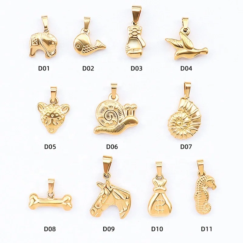 

Personalized Cute Women Charms For Custom Jewelry Making Stainless Steel Gold Pendants Animal Horse Money Bag Pendant, Golden