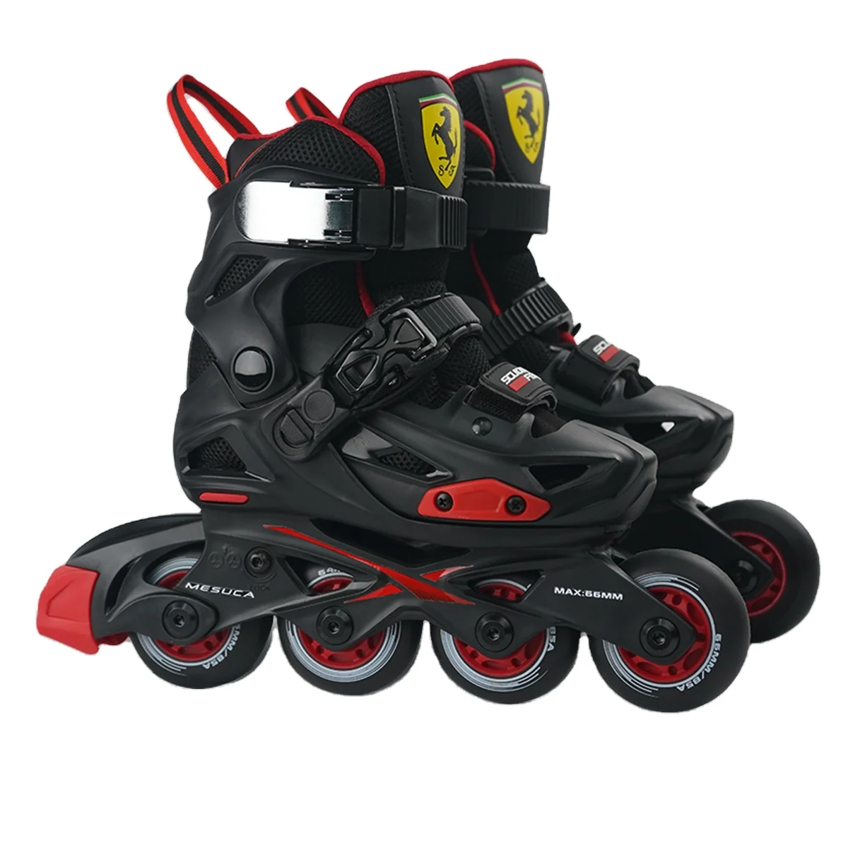 

High quality Ferrari adjustable and removable professional competition Inline roller skate with flashing wheel kids patines, Red,black