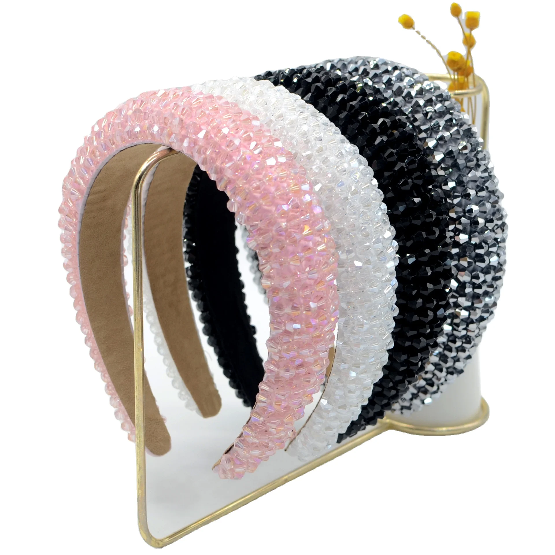 

jiushang 2020 New high quality rhinestone hairband faux diamond headband luxury bling headbands, Gold, silver, black, color, fantasy