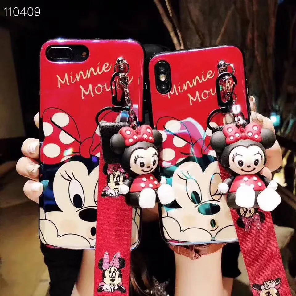 

Minnie Mickey all-inclusive hand rope doll bracket female mobile phone shell xs/xr/6/7/8plus/for iphone xs max