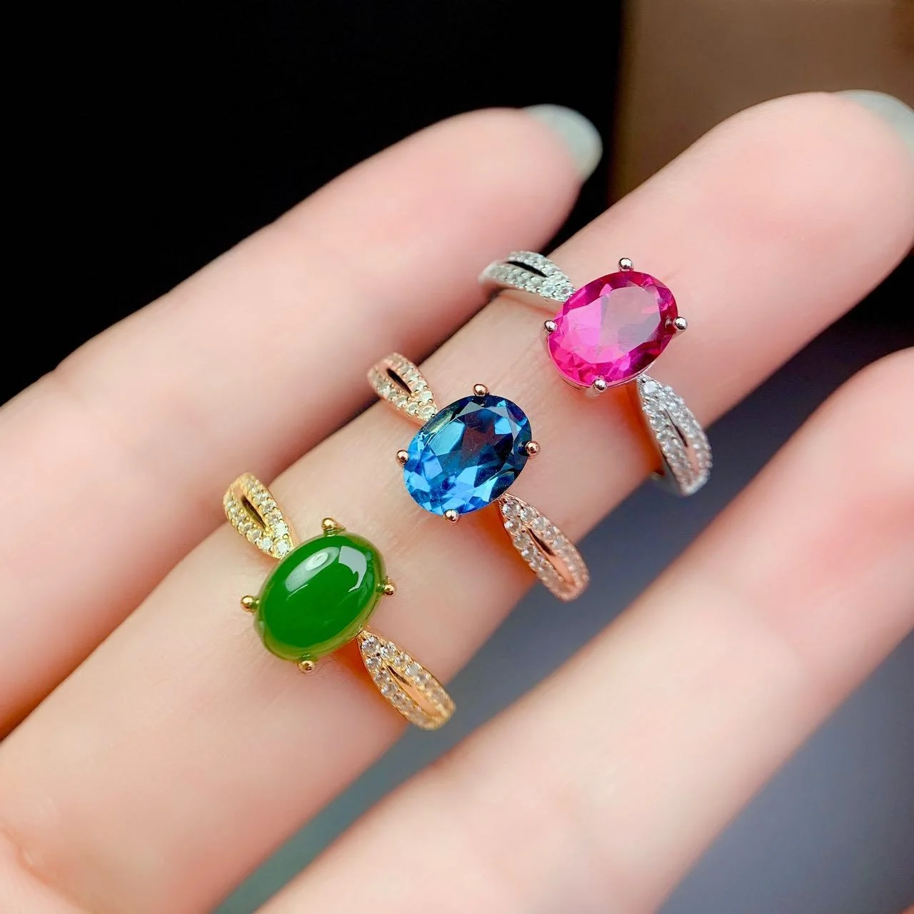 

Classic Ring Oval Rings For Women Engagement Gemstone Wedding Rings Band Fine Jewelry Gift, Picture shows