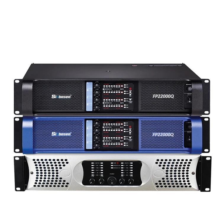 

Amplificador profesional de audio FP22000Q 5000w 4 channel karaoke audios amplifier, Black silver blue