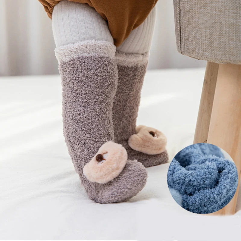 

Autumn Winter Coral Fleece Cartoon Dolls Socks Baby Add Wool Upset Thigh High Socks