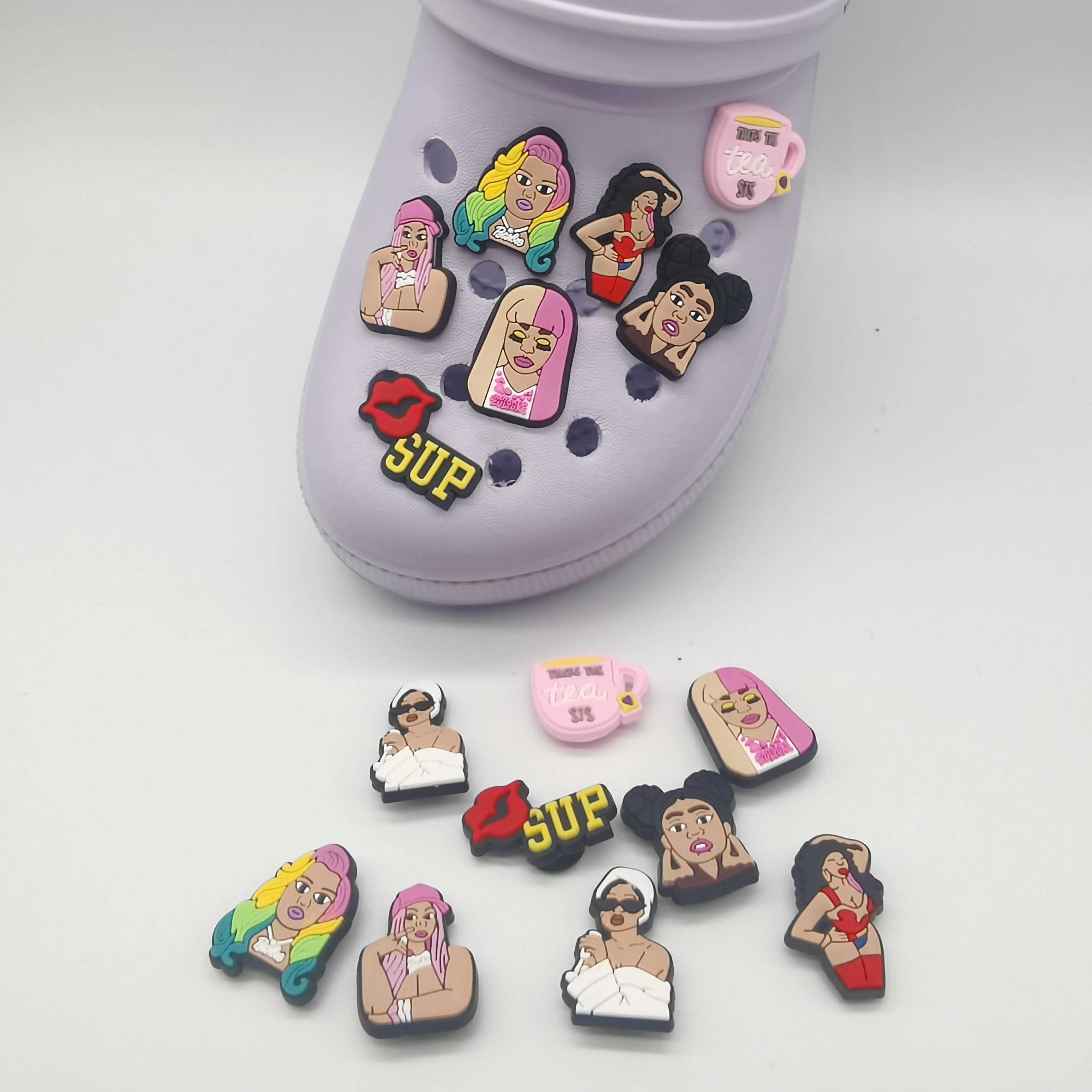 

Wholesale Customize PVC Shoe Charm Hot Sell nicki minaj croc Charms for croc Shoe Decorations