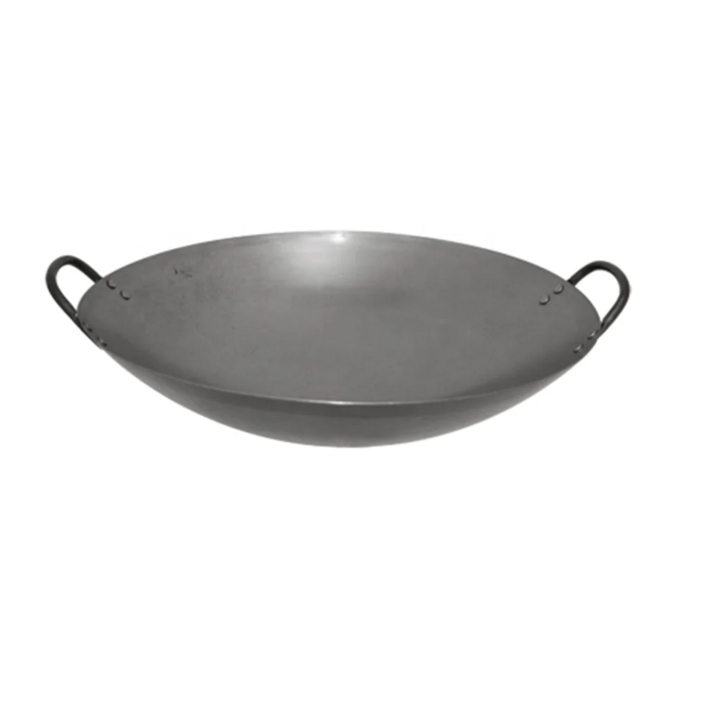

Factory Wholesales Kitchen Cast Iron Wok Pan Large Size With Double Ear Iron Wok