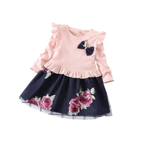 

Spring Autumn Toddler Girl Dress Cotton Long Sleeve Toddler Dress Floral Bow Kids Dresses for Girls Fashion Girls Clothing