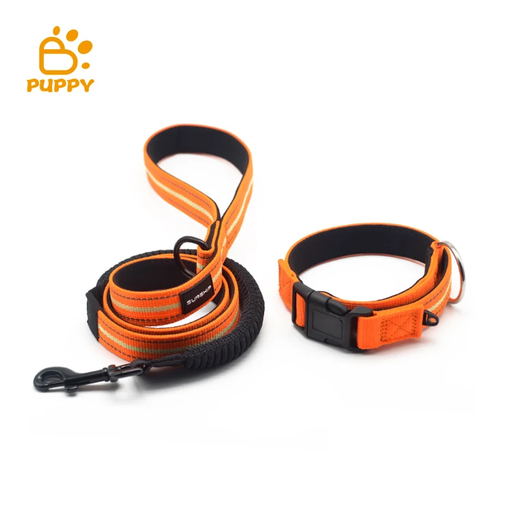 

Wholesale Strong Durable polyester Dog reflective Collar and Leash Set with comfortable Padded for Medium and Small Dogs., Black, red, orange, blue