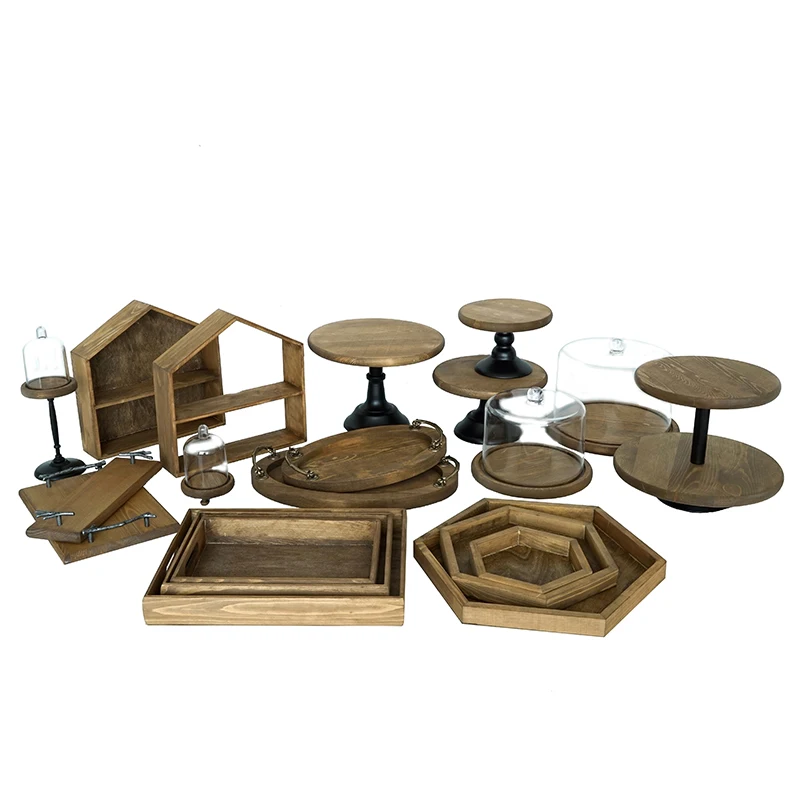 

Dali Vintage Delicate Northen European Decorative Wooden Set Display Cake Stand For Wedding,Birthday Party, Coffee