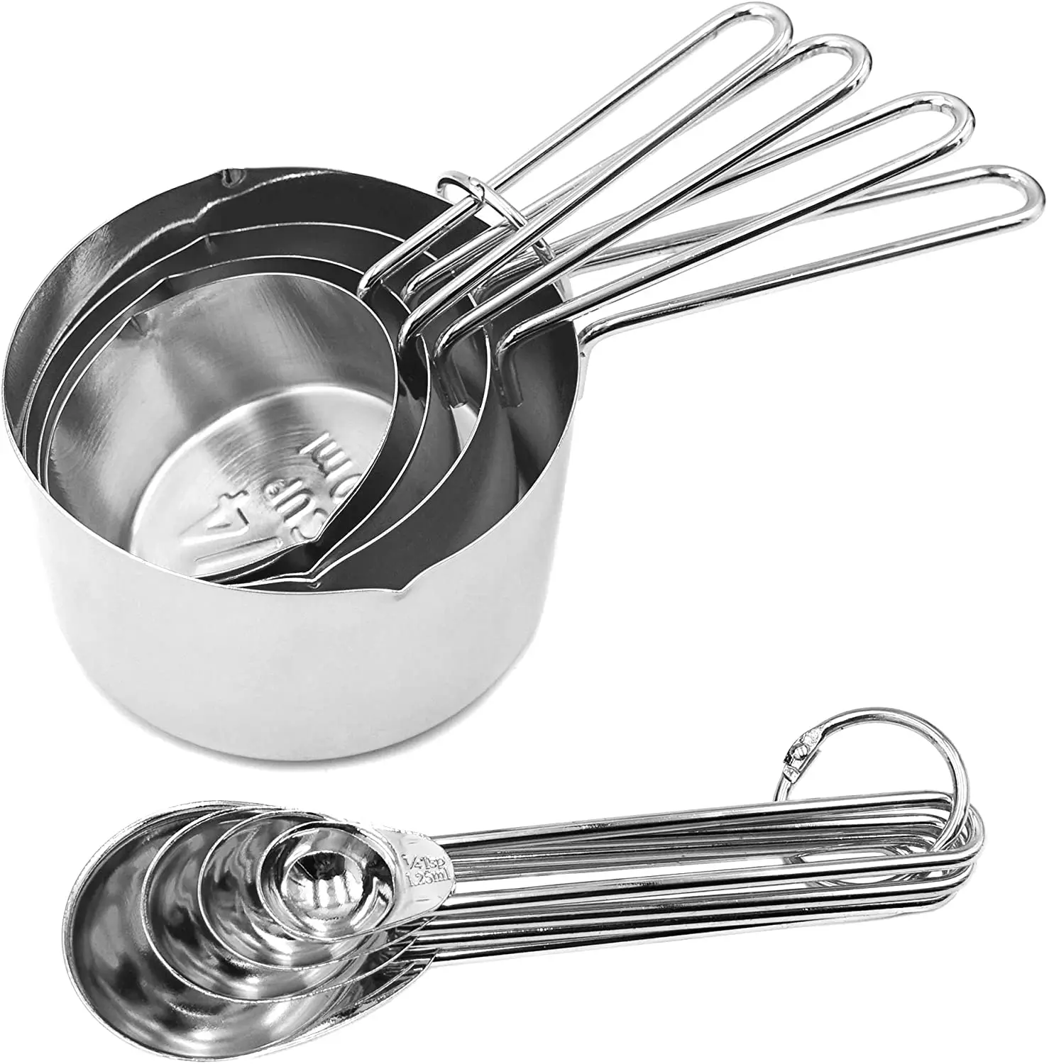 
Copper/Gold Finishing Stainless Steel Measuring Cups and Spoons Set of 8 Pieces Baking Cooking Utensils 