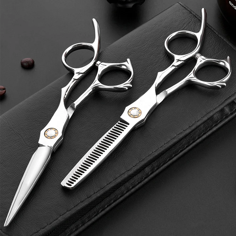 

JINYINGDE professional high quality stainless steel thinning shear 6 inch barber hair cutting Scissors