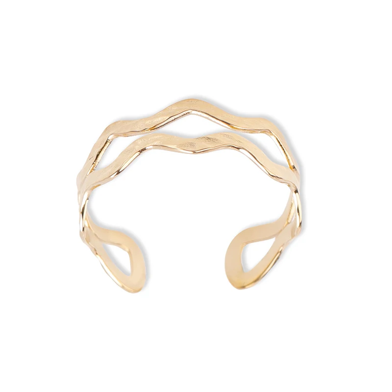 

High quality 14K stainless steel 361 wave double layer ring jewelry