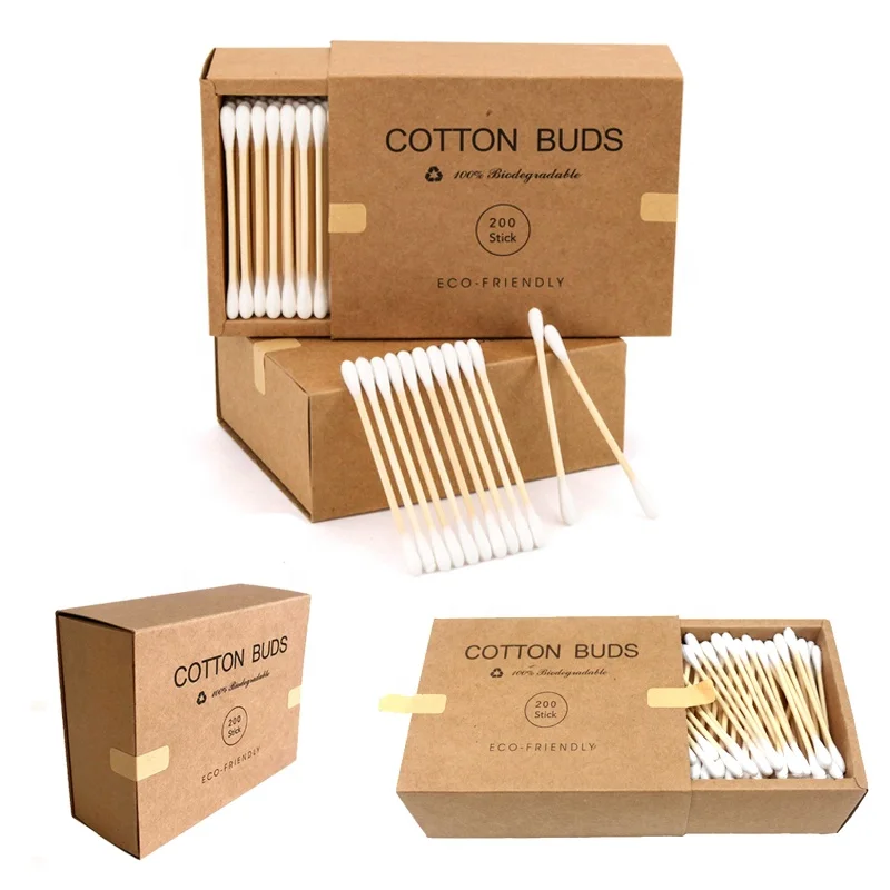 

2020 disposable bamboo cotton swab in paper carton case, Customize