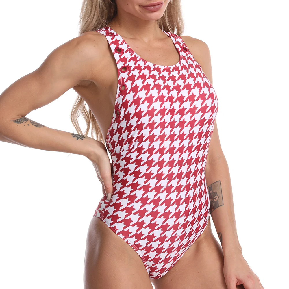 

One Piece Criss Cross Halter Geometric Swim Wear Luxury Bathing Suits Push Up Brazilian Swimwear 2021 Swimsuit Vendor