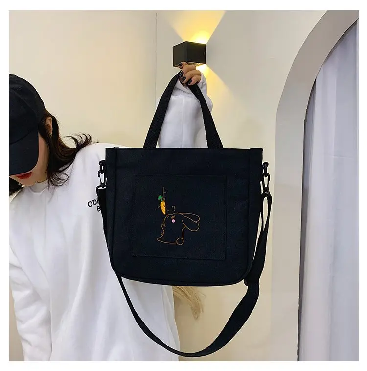 

Wholesale custom 2021 cotton single shoulder bag, White/black
