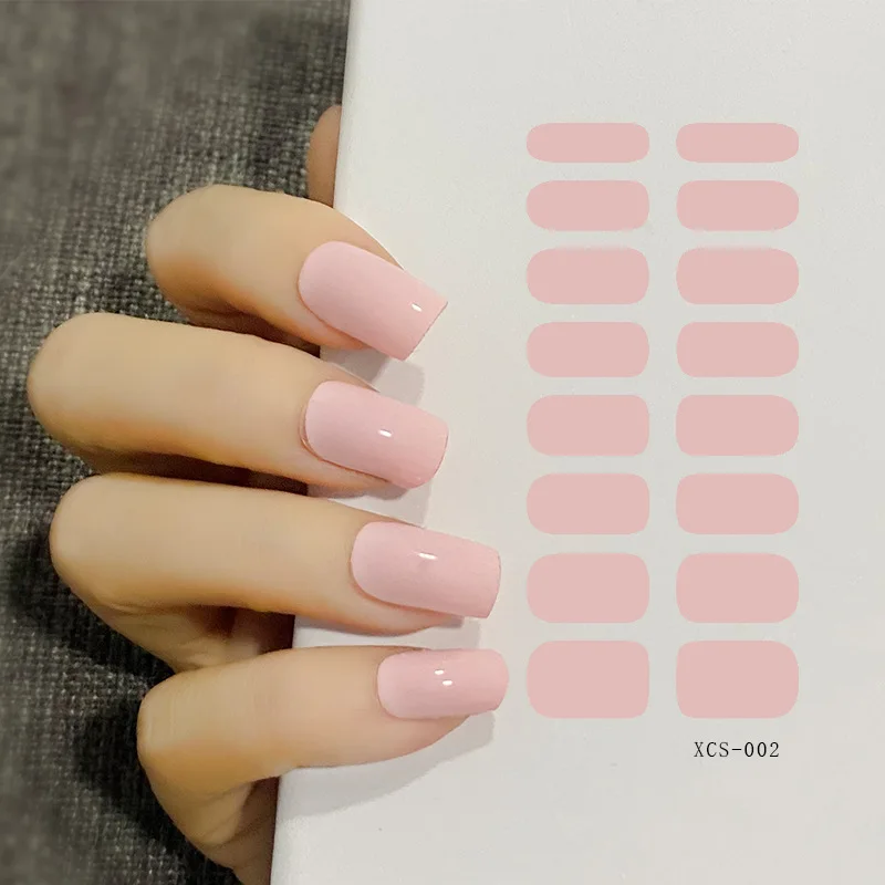 

Nail Polish Sticker Wraps Strips 3D UV Gel Semi Cured Gel Nail Custom Logo Solid Color Permanent Light Pink Waterproof Plastic