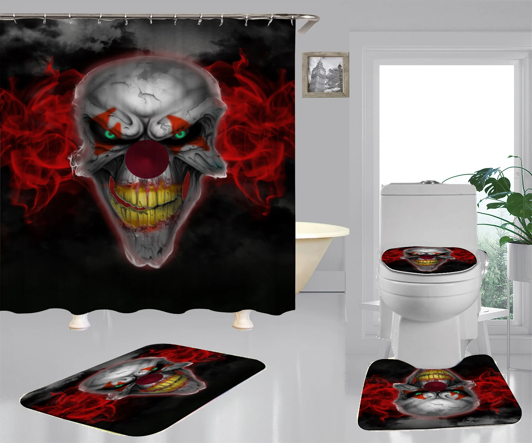 

Wholesale 3D Festival Bathroom Shower Curtain Polyester Rose Flower-Skull Waterproof Washable Bathtub Fabric for Home Hotel, Custom-made