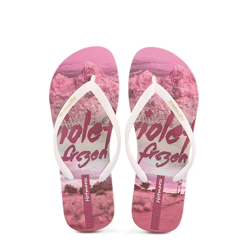 

Hotmarzz flip flops women fashion summer outdoor versatile slippers beach sea sandals OEM customized flip flops manufacturer, Pink